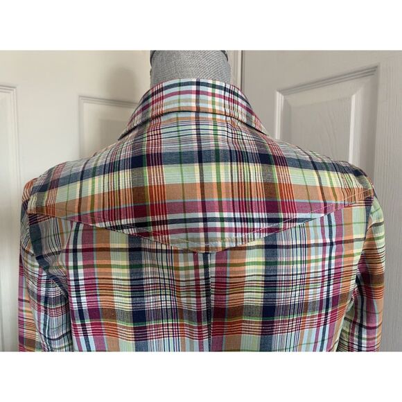 Talbots Womens Blazer Jacket Plaid Button Down Size 8 Cotton Flax Multicolor - Picture 8 of 9